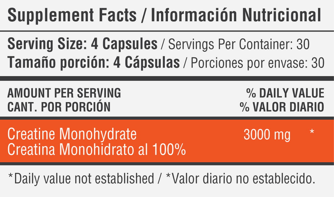 Creatina 120 caps tabla