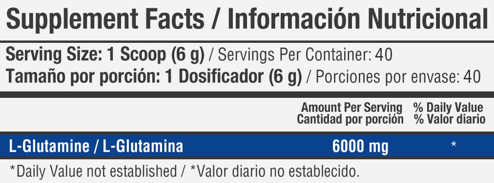 glutamine 40 serv tabla