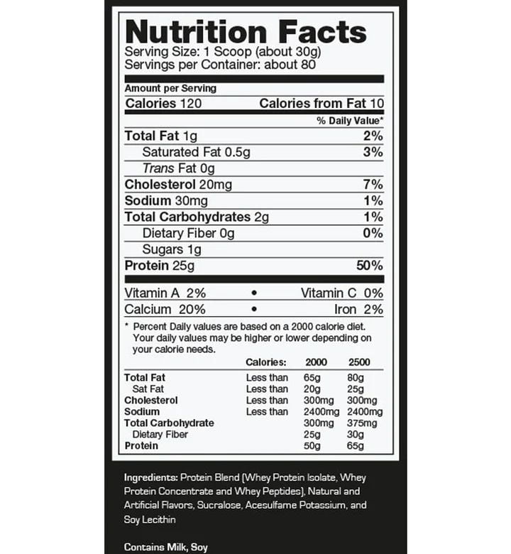 prostar whey 5 lb tabla