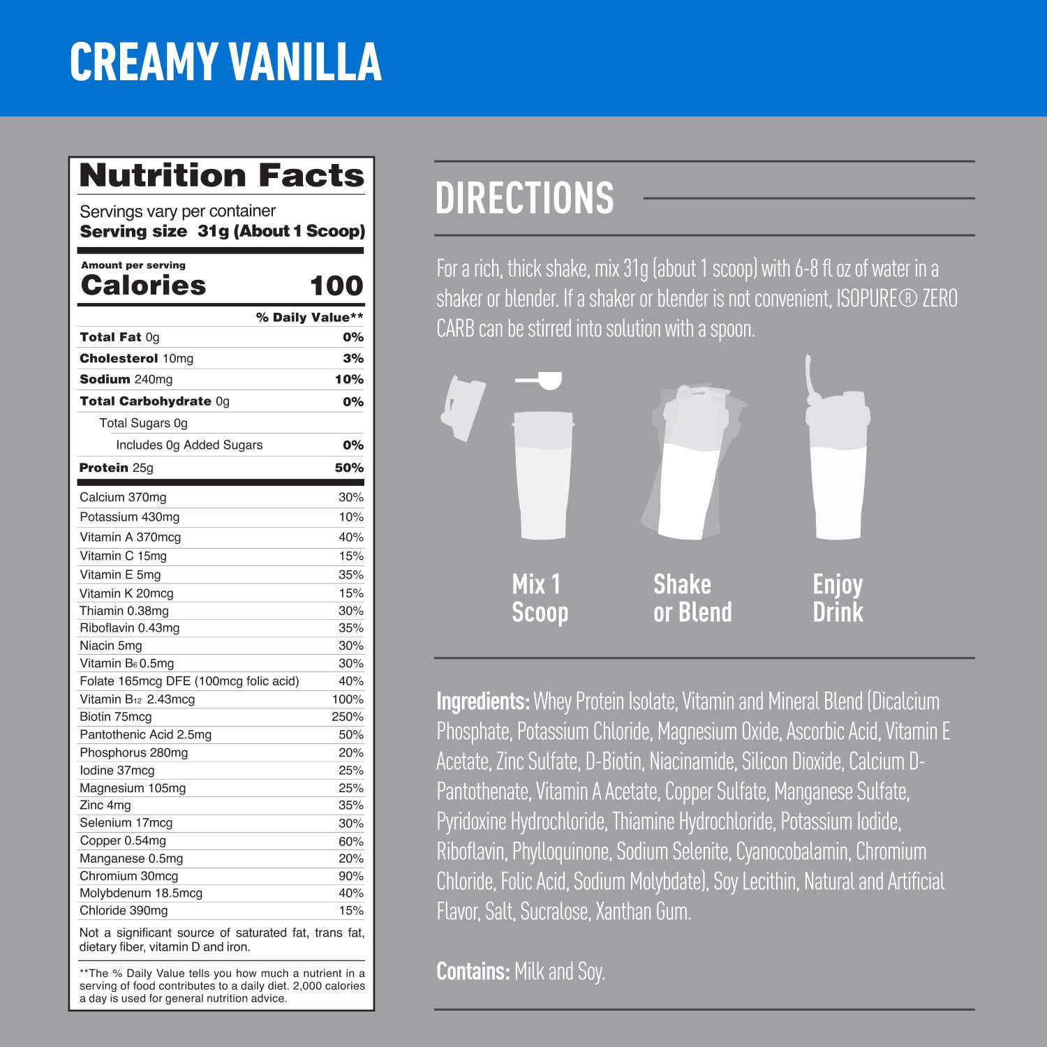 isopure 3 lb vanilla tabla